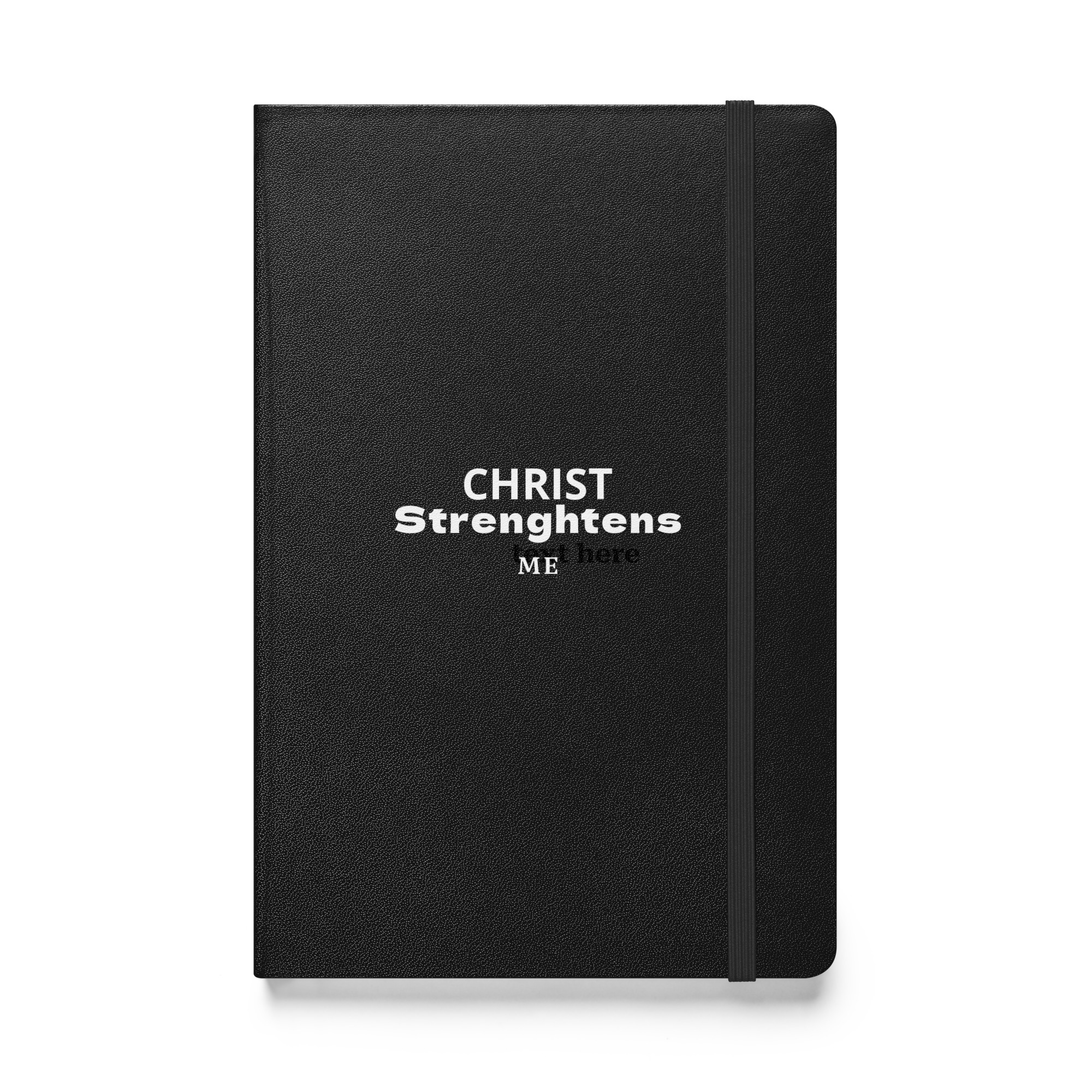 hardcover-bound-notebook-black-front-6a230f4d9475a.jpg Christ Strengthens Me Journal Notebook - Image 1